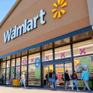Modernized Walmart store with new signage in California