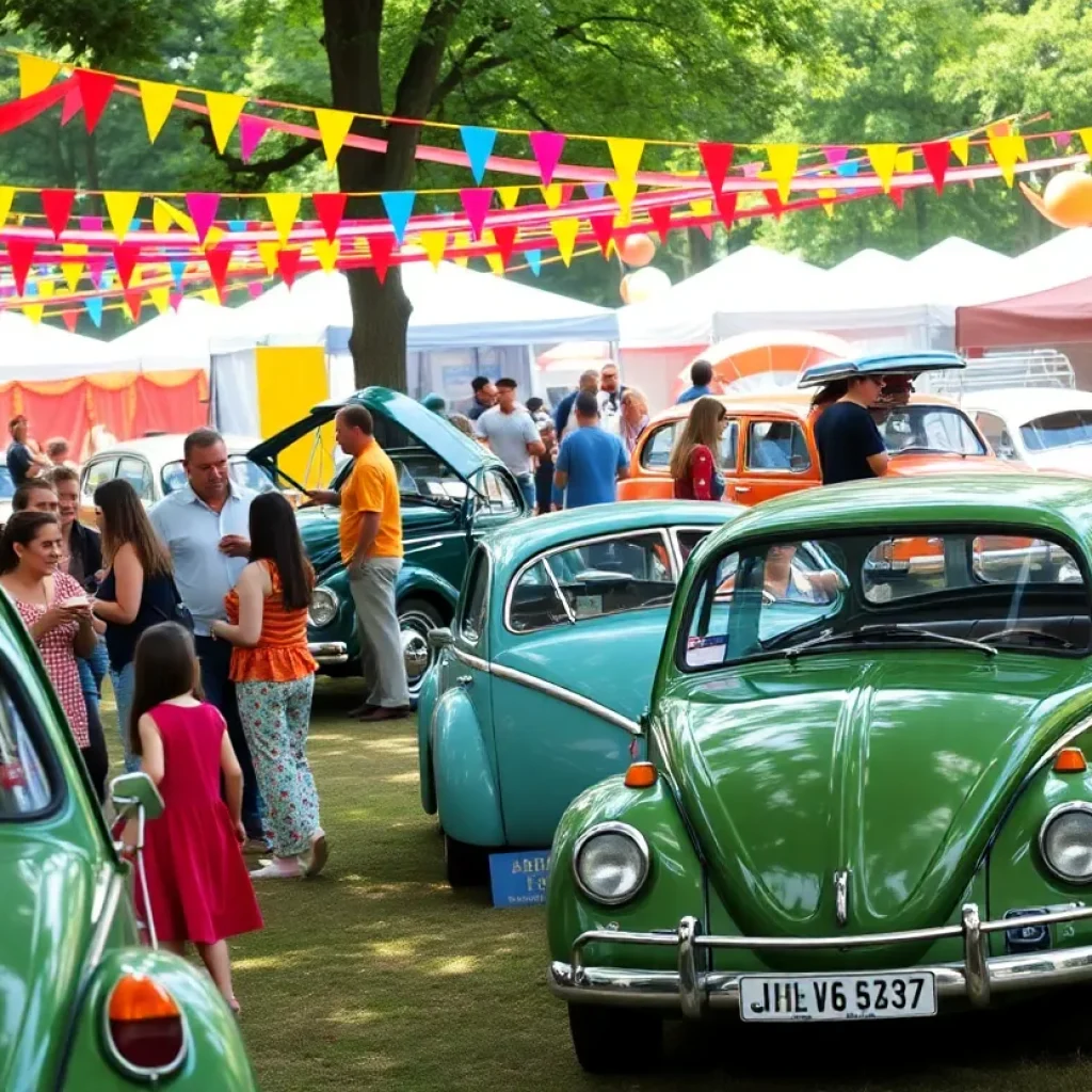 Family enjoying the Air Cooled Mardi Gras Picnic with Volkswagen vehicles