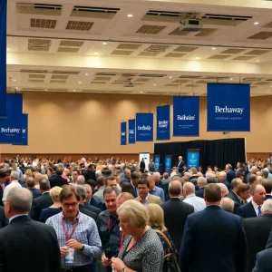 Attendees engaged at the Berkshire Hathaway shareholder meeting