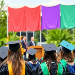 Students celebrating at Cal State Fullerton Commencement