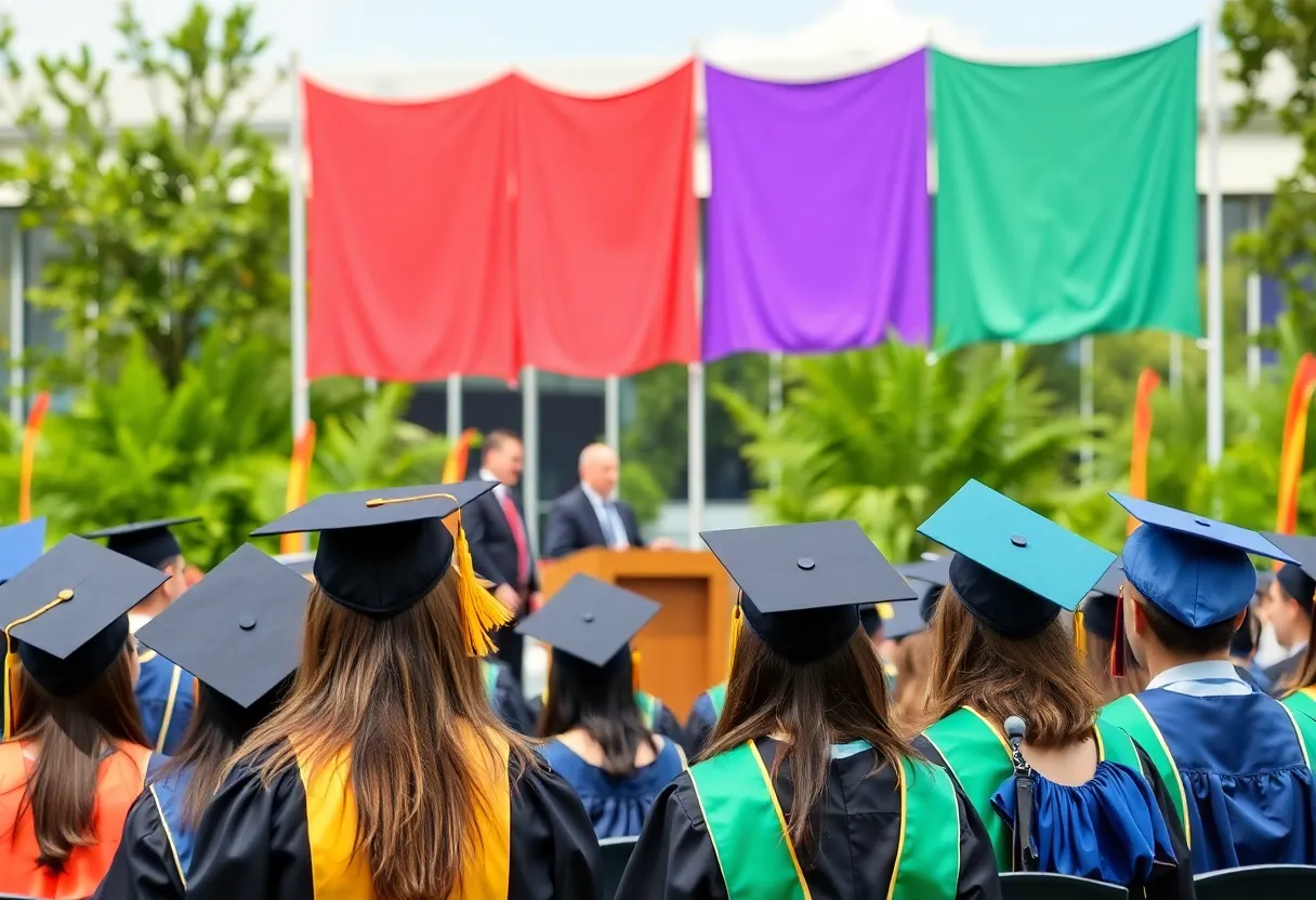 Students celebrating at Cal State Fullerton Commencement