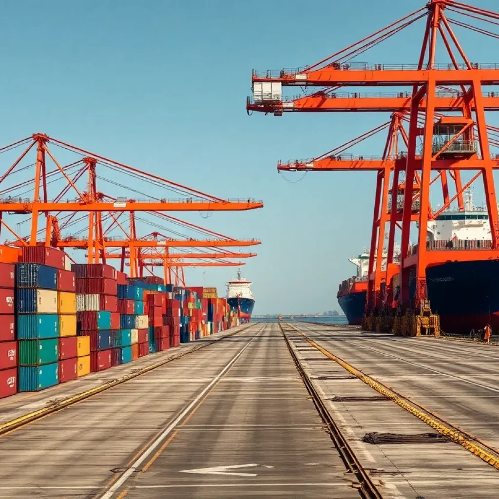 Empty docks at a California port illustrating cargo decline