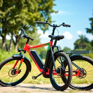 Electric bicycle displayed in a natural environment