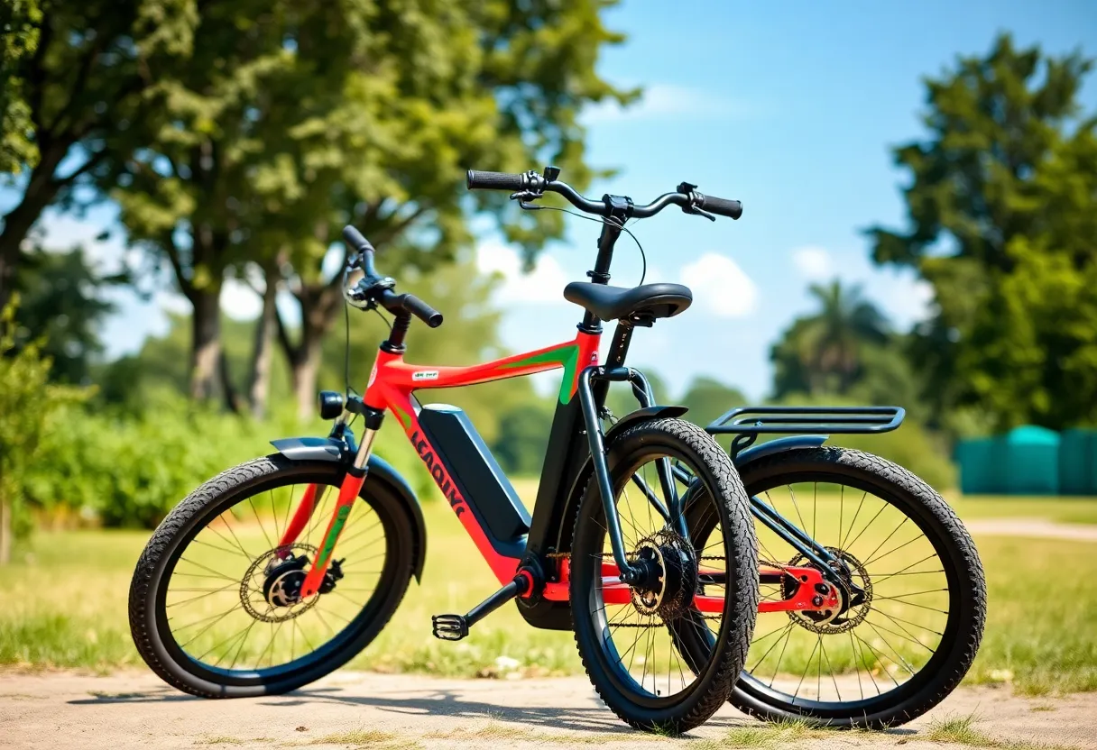 Electric bicycle displayed in a natural environment