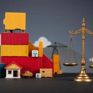 Abstract representation of California's economy affected by trade tariffs