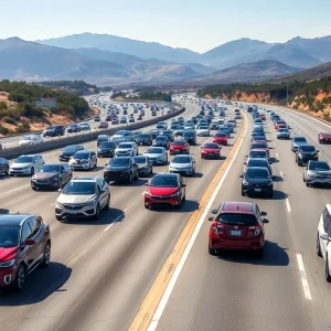 California highways with electric vehicles and natural landscapes