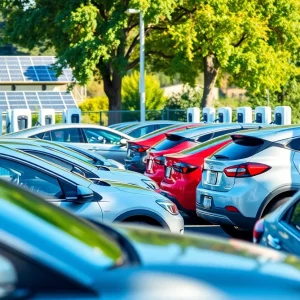 Charging stations in California with electric vehicles