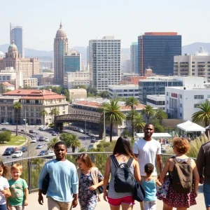 Families enjoying outdoor activities in California