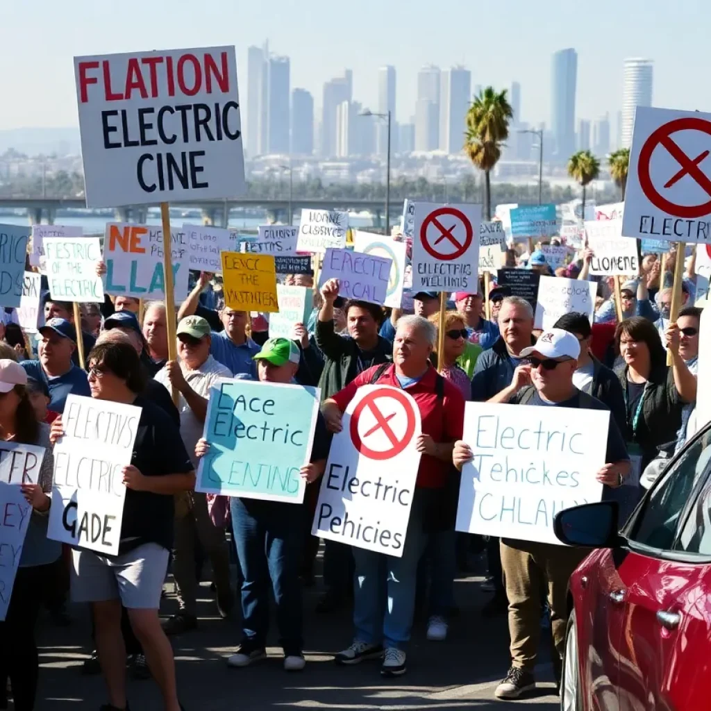 Protest in California against the ban on gasoline cars