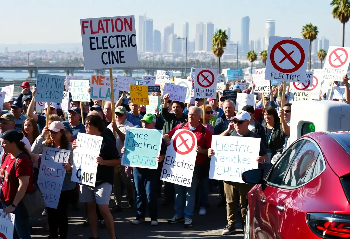 Protest in California against the ban on gasoline cars