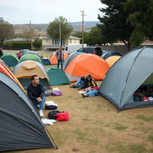 Image depicting California's efforts to address homelessness with shelters and encampments.