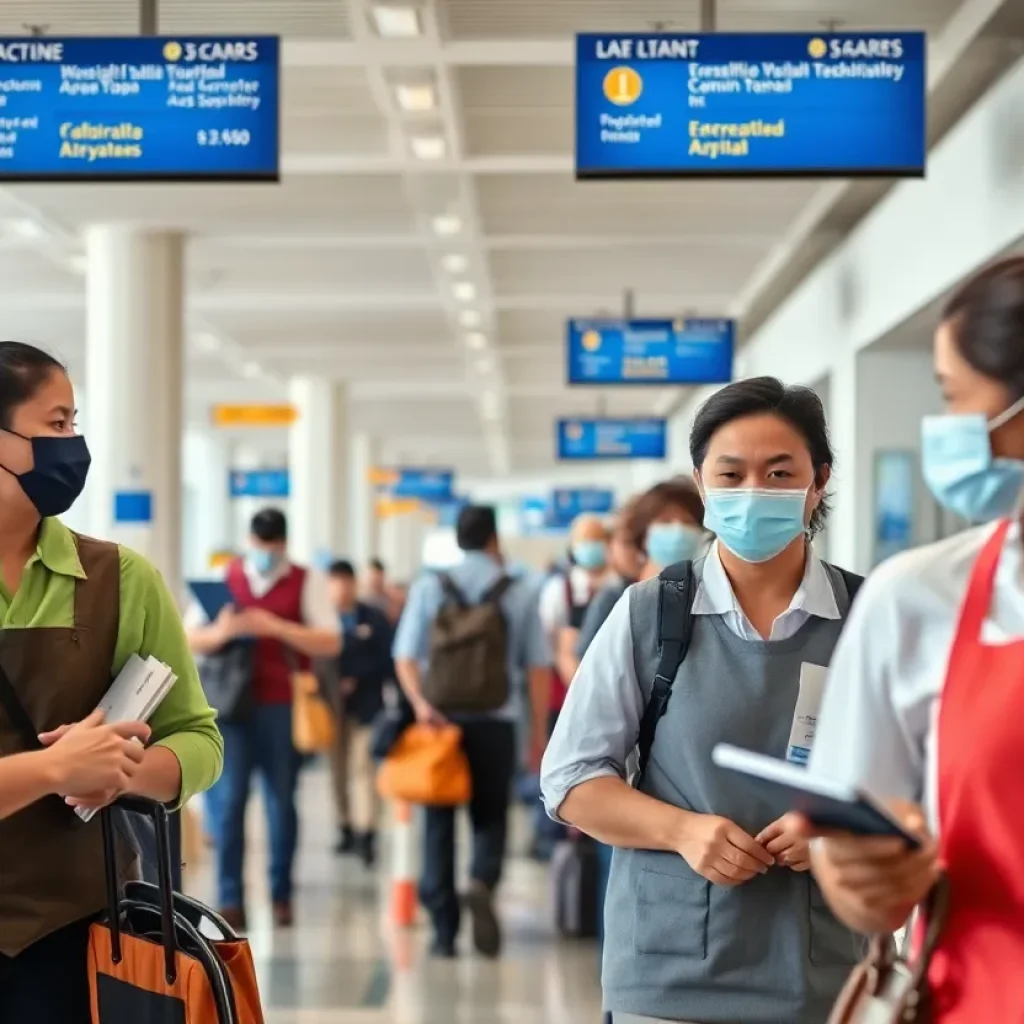 Hospitality workers at a California airport advocating for wage increases