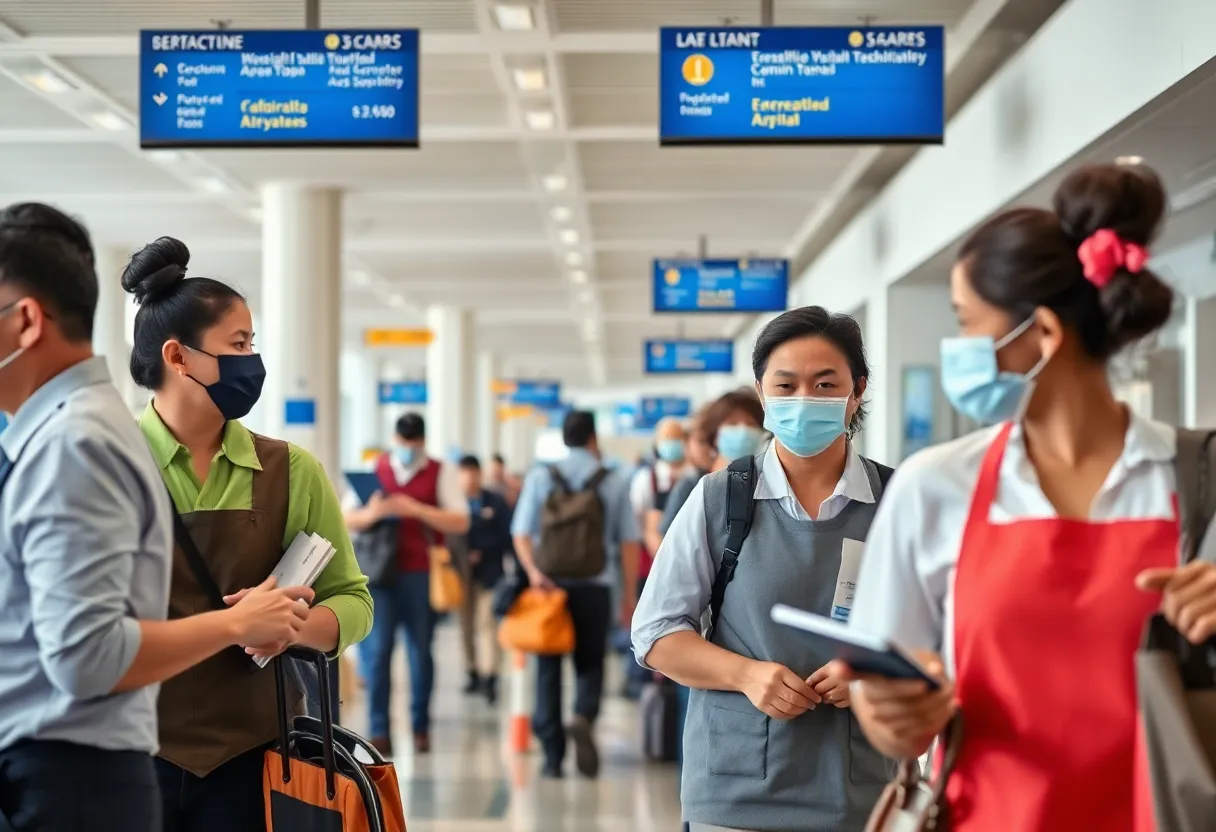 Hospitality workers at a California airport advocating for wage increases