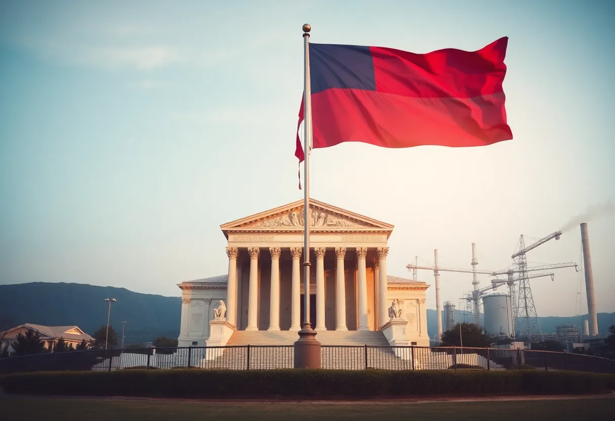 Symbolic representation of the California lawsuit against tariffs