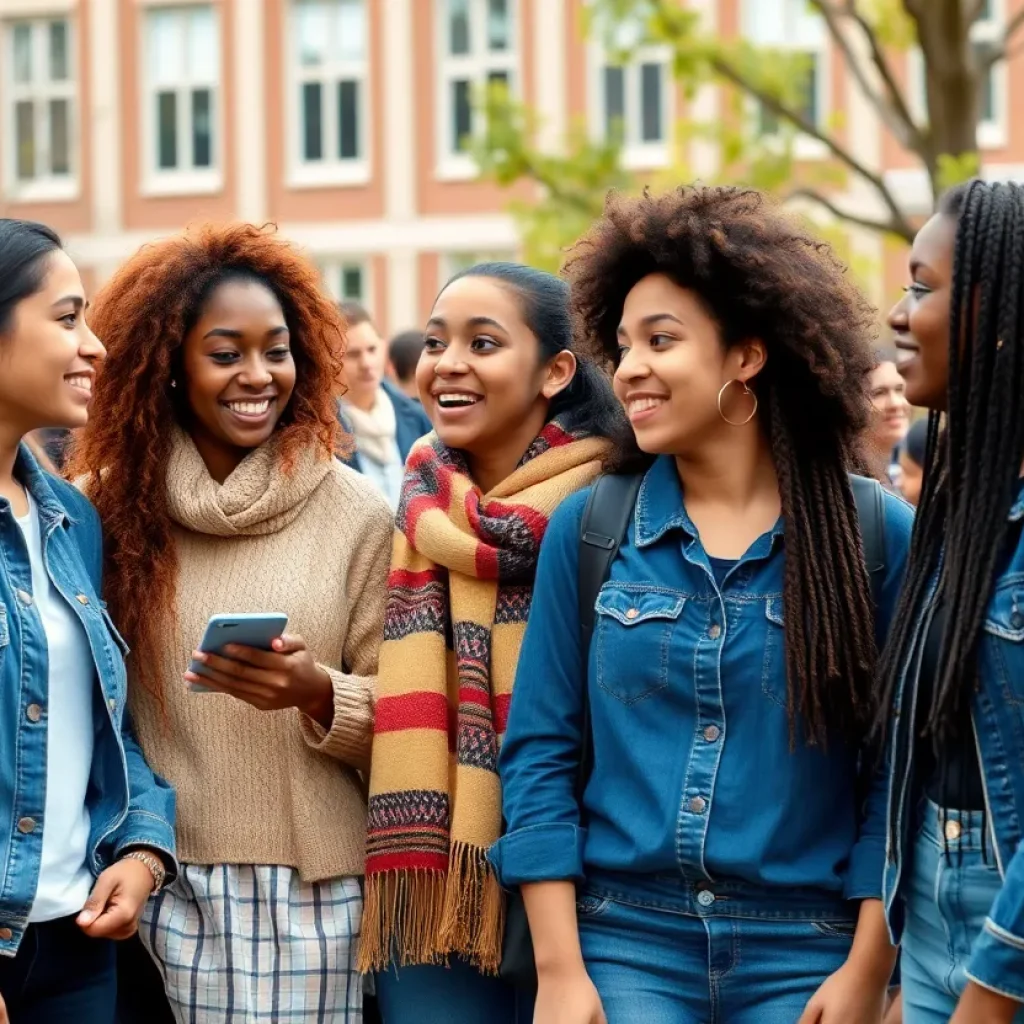 Students celebrating cultural identity in a university setting