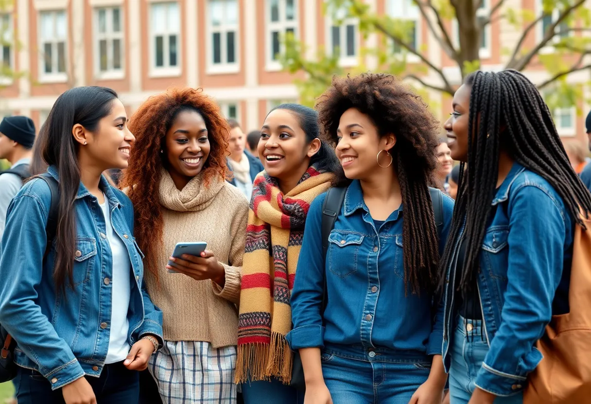 Students celebrating cultural identity in a university setting