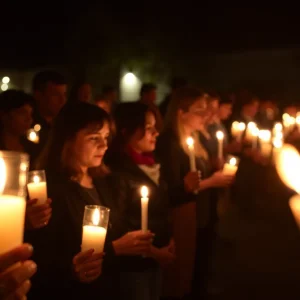 Community gathering for a vigil honoring cold case victims