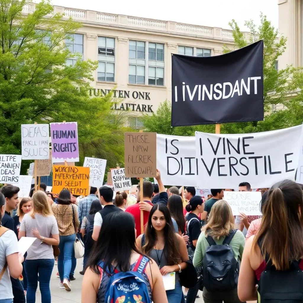 Students protesting at CSU for Gaza humanitarian aid.