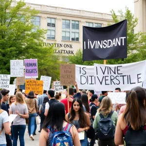 Students protesting at CSU for Gaza humanitarian aid.