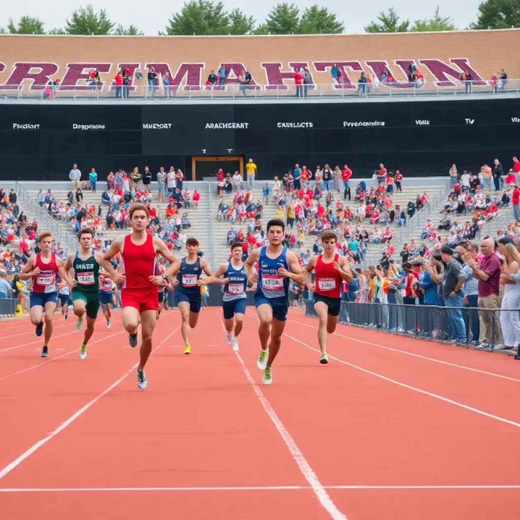 Athletes competing at the Desert Heat Classic track meet.