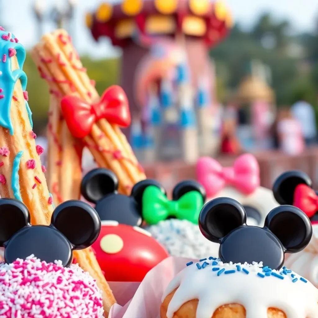 Colorful Disneyland food items celebrating the 70th anniversary