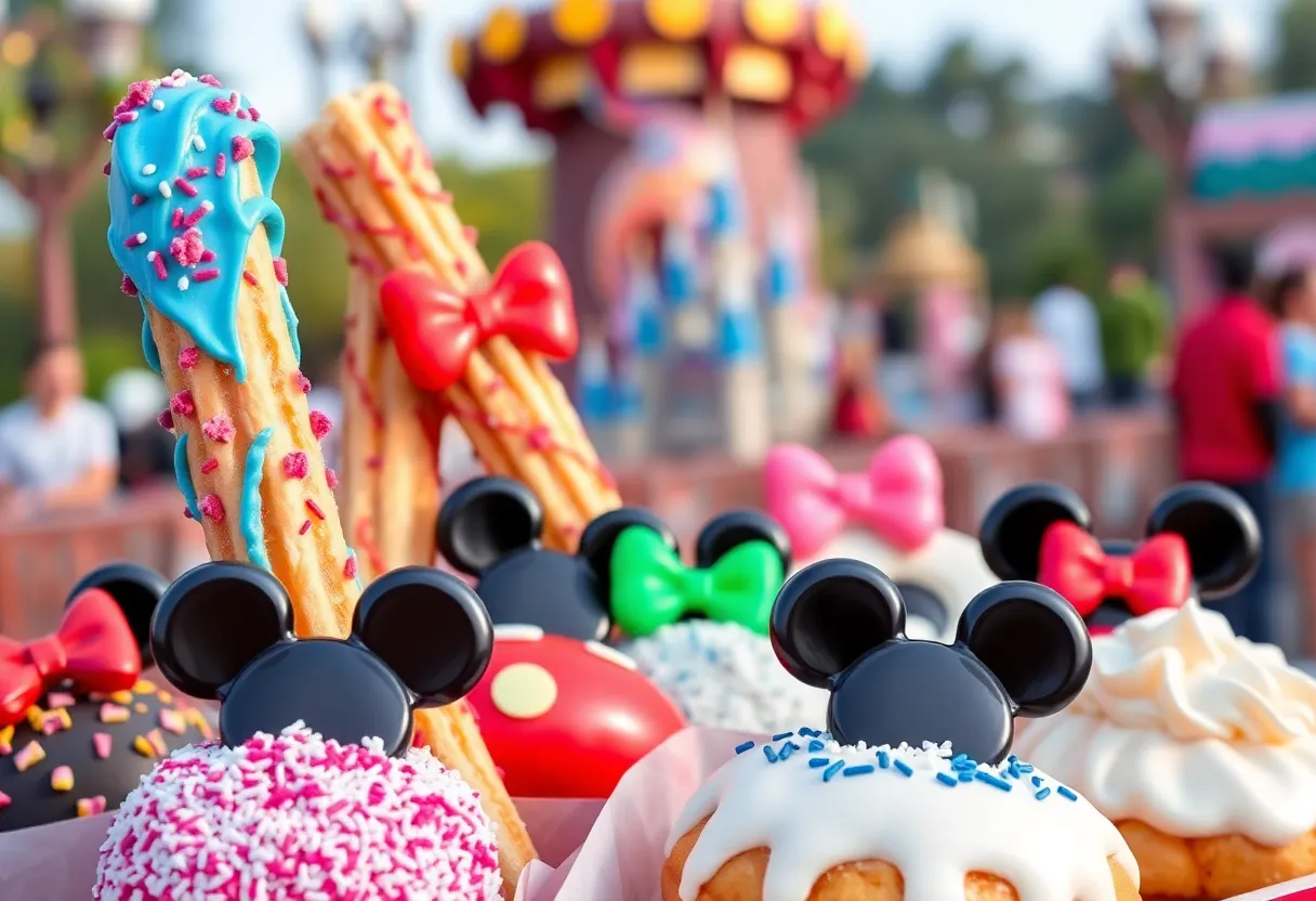 Colorful Disneyland food items celebrating the 70th anniversary