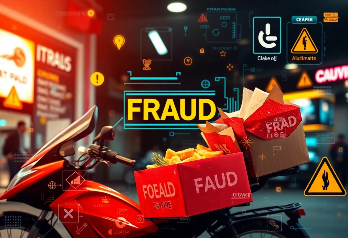 Illustration of digital fraud in food delivery services