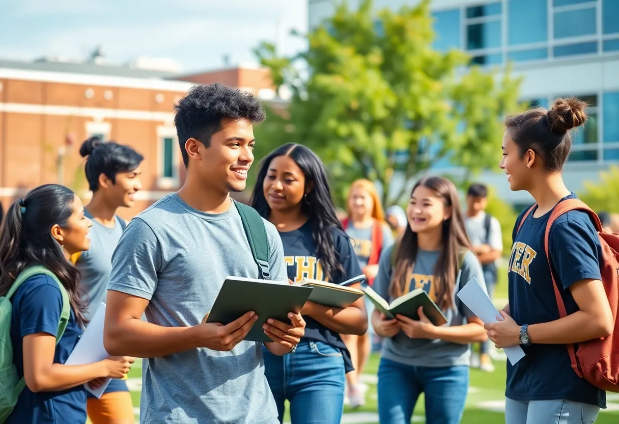 Students participating in athletics and academic activities at Fresno State