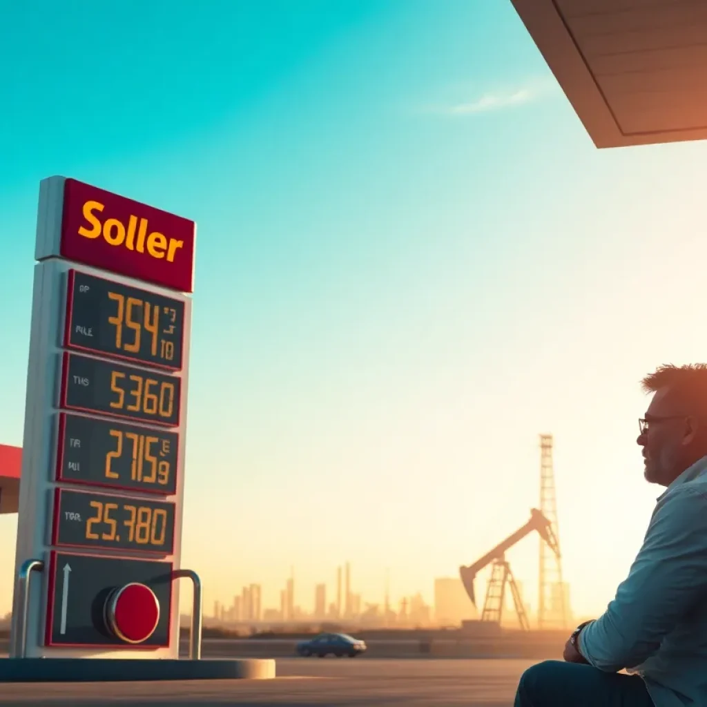 Gas station showing high prices in California.