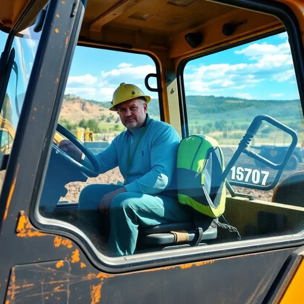 Heavy equipment operator working at a construction site