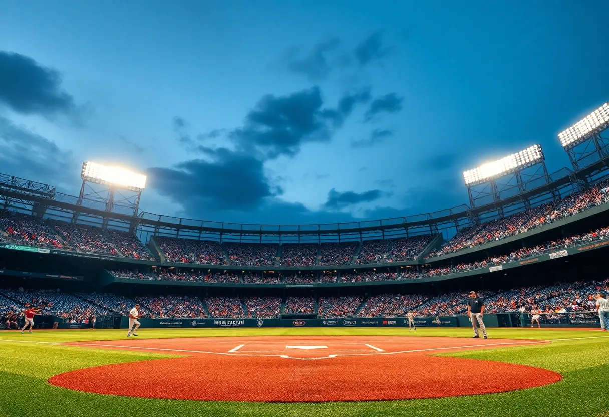 Baseball game at Angel Stadium with fans cheering