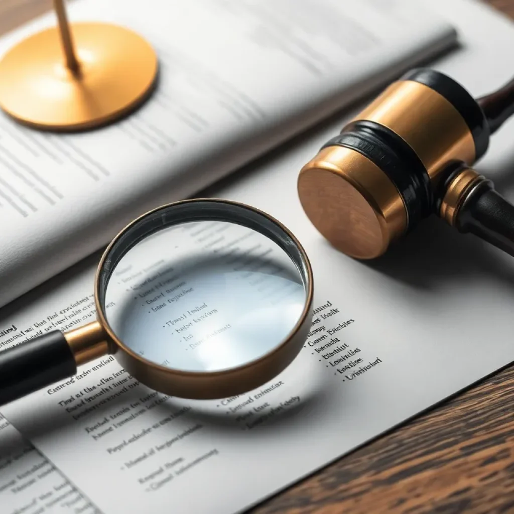 Symbolic representation of a legal investigation in journalism.