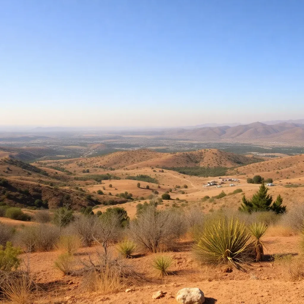 Aerial view of Orange County showing wildfire hazard zones