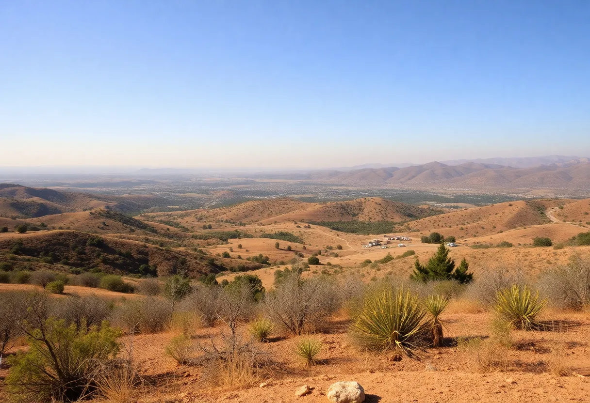 Aerial view of Orange County showing wildfire hazard zones