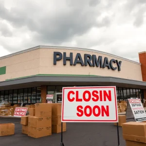 Rite Aid store with closing signs and auction notices