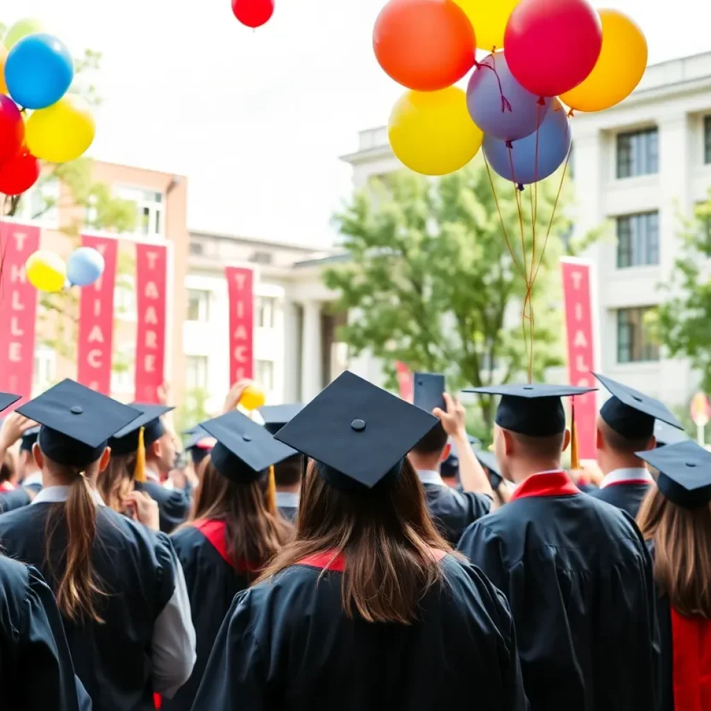 Graduates celebrating at a San Diego graduation ceremony