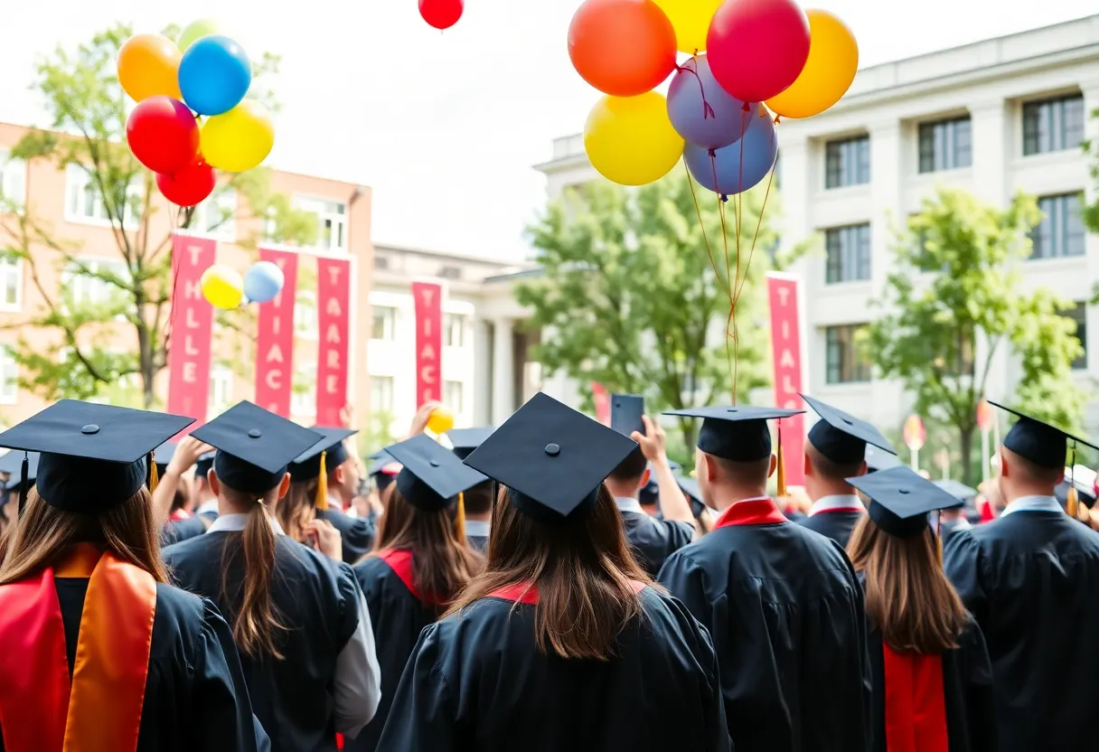 Graduates celebrating at a San Diego graduation ceremony