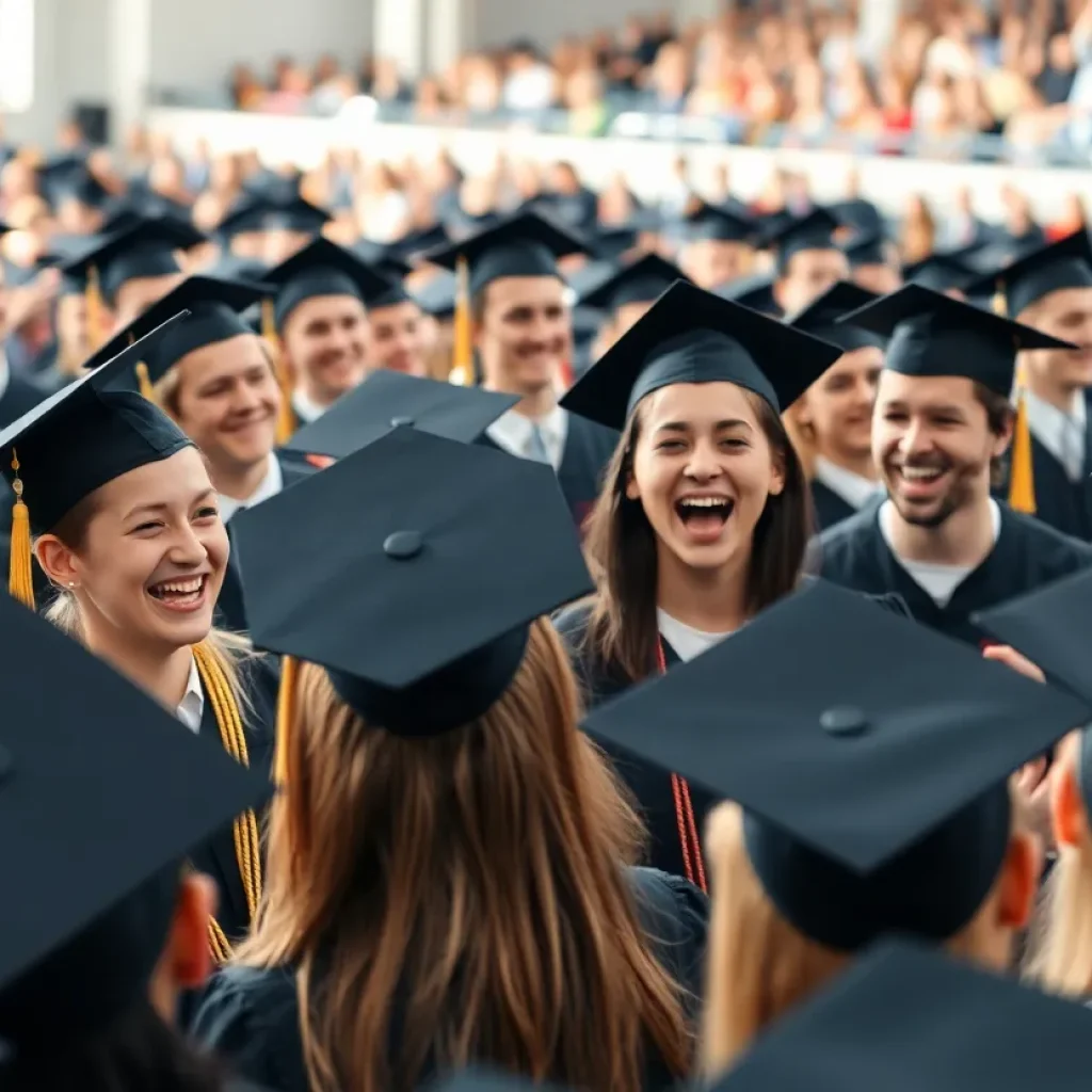 Graduates celebrating at SDSU Imperial Valley commencement ceremony