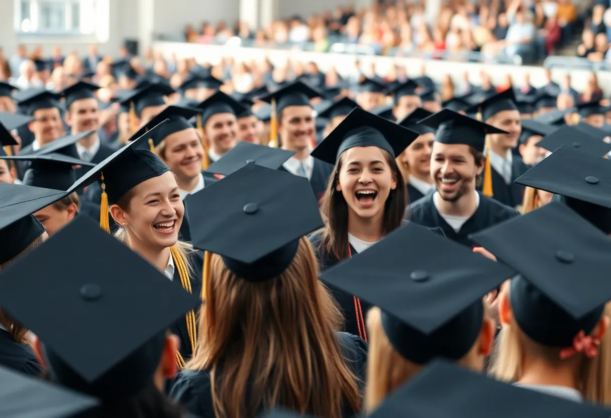 Graduates celebrating at SDSU Imperial Valley commencement ceremony