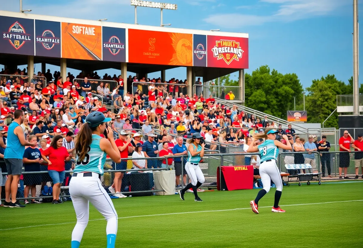 SDSU softball players in action during a game