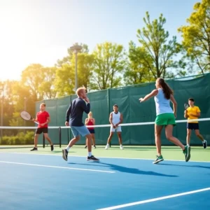 SDSU women's tennis team practicing on the court