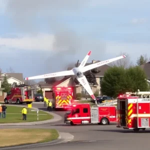 Emergency responders at the scene of the Simi Valley plane crash