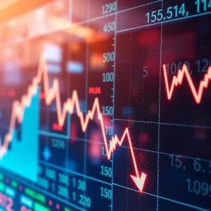 Illustration of stock market decline following a credit rating downgrade