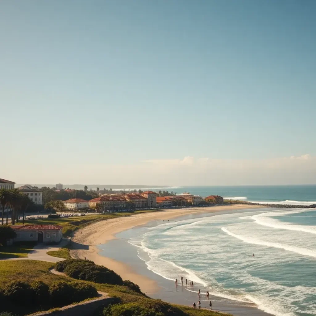 Students surfing near UC San Diego campus