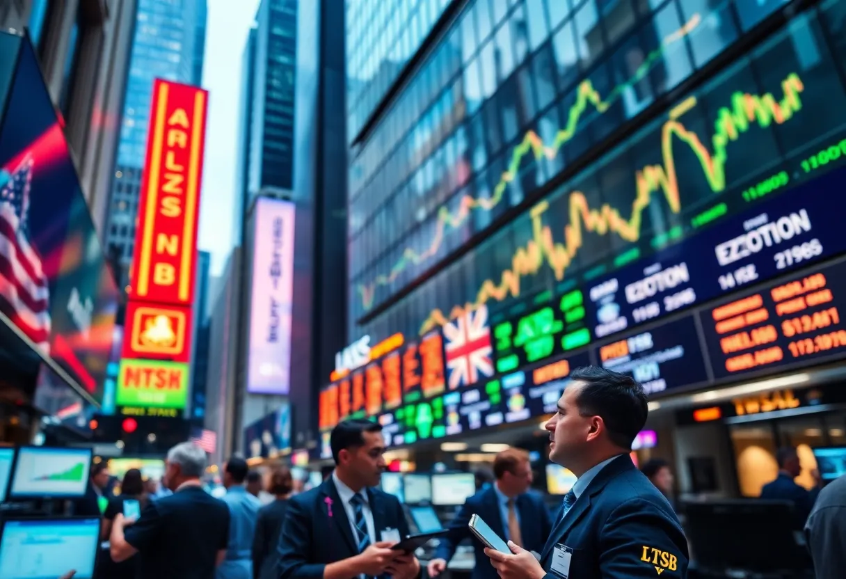 Traders on Wall Street celebrating stock market gains
