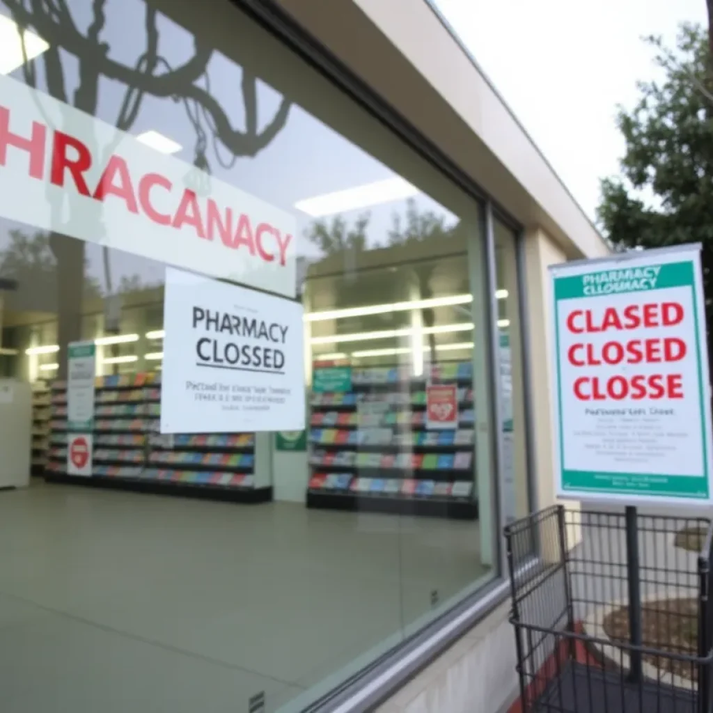 Closure signs on a Rite Aid storefront in California