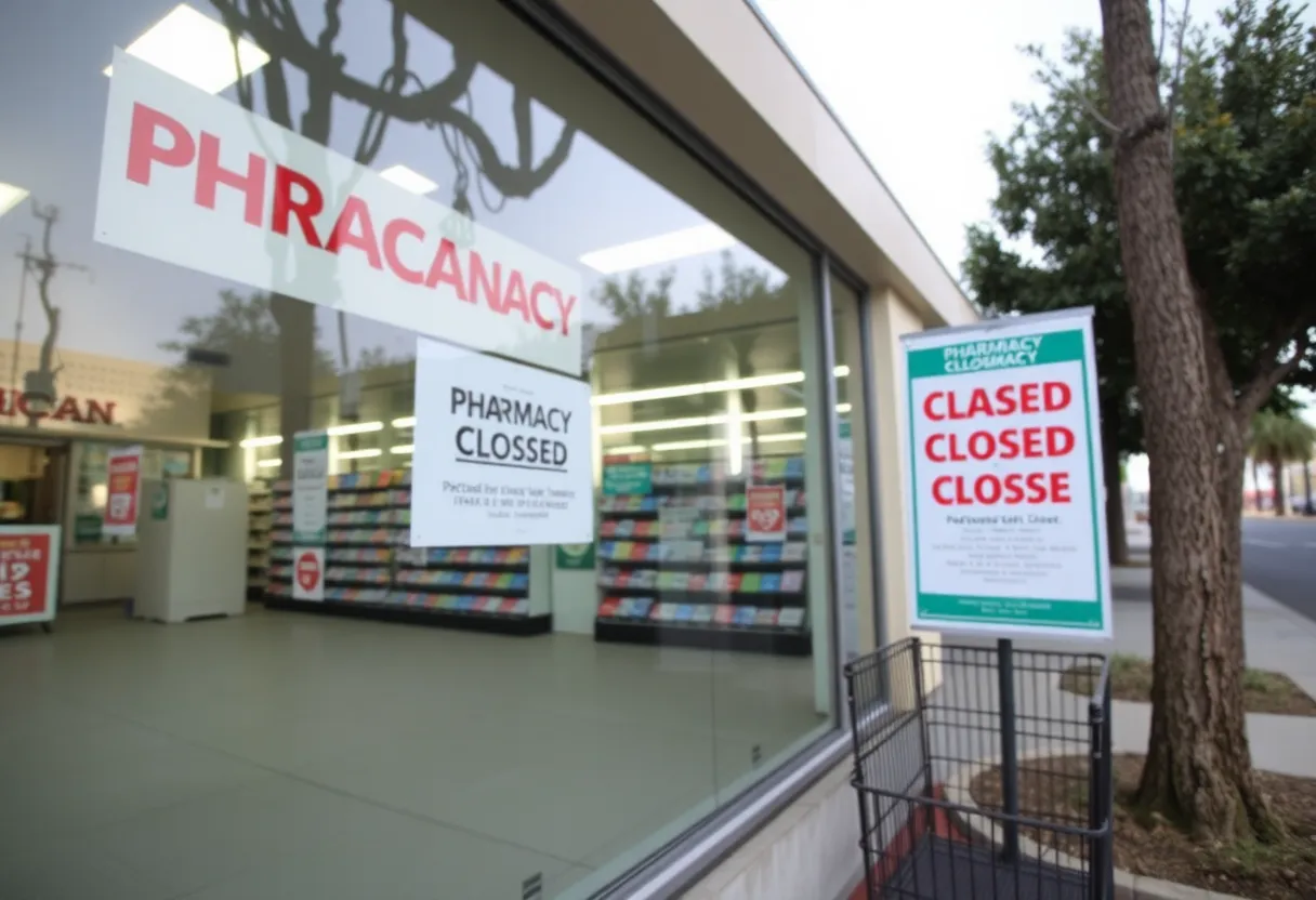 Closure signs on a Rite Aid storefront in California