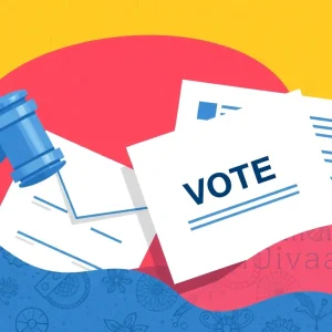 Abstract representation of voting rights and mail-in ballots