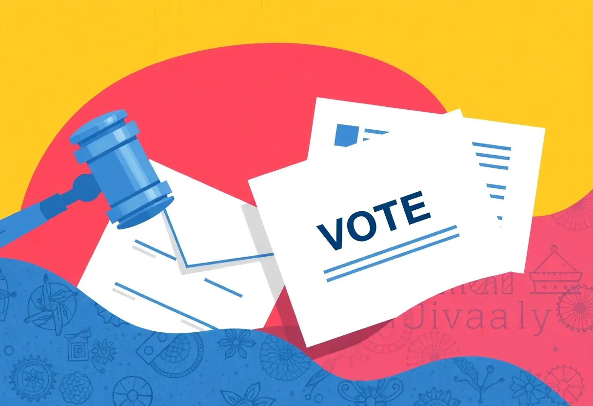 Abstract representation of voting rights and mail-in ballots
