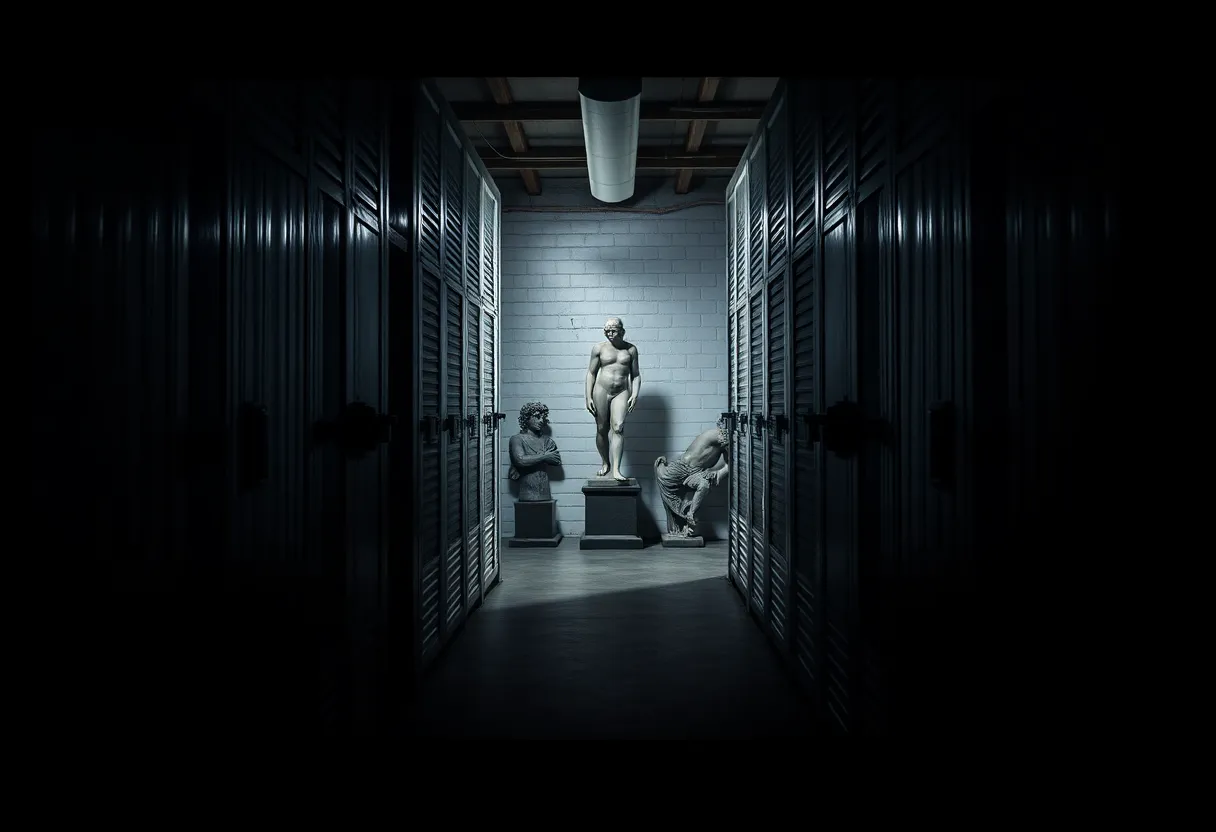 Storage facility where sculptures were stolen during a heist